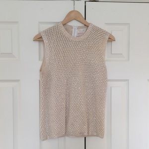 Jeri-Jo Vintage Cream Sequined/Pearl Top